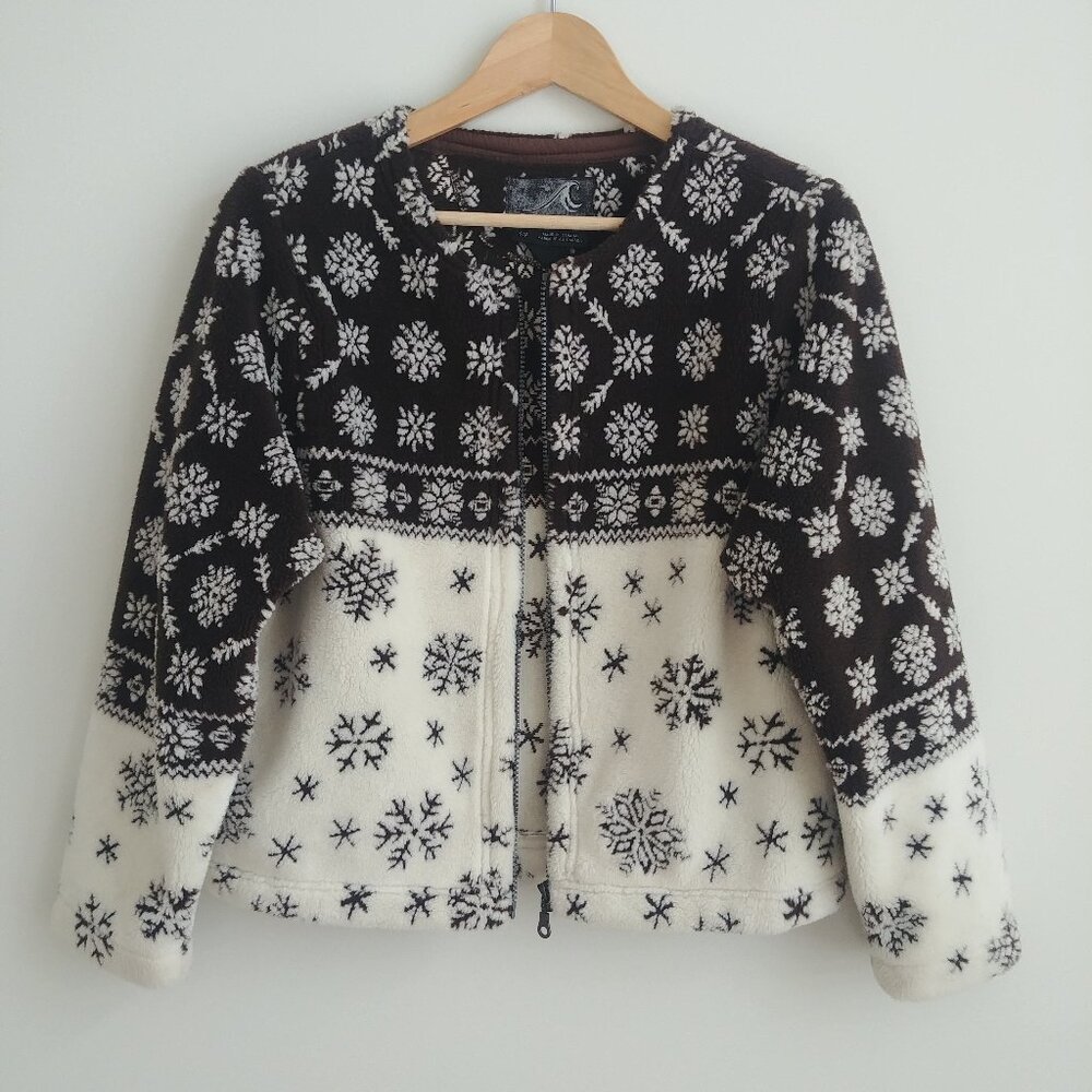 Vintage made in Canada Tsunami fleece jacket chocolate brown snowflake S